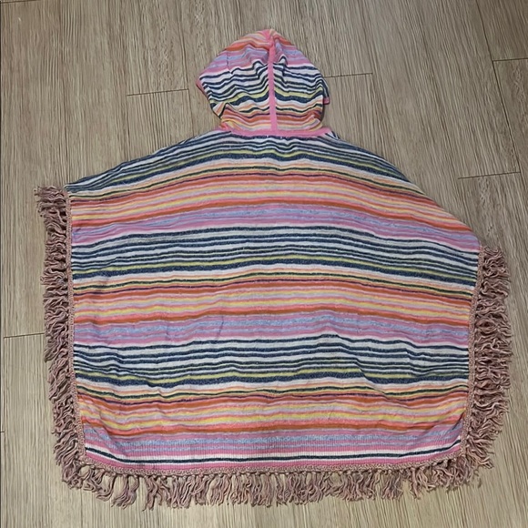 NWT Minnie Rose Striped Hooded Poncho with Fringe - Picture 5 of 6